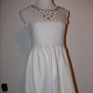 Garcia Cream Quilted Beaded Dress